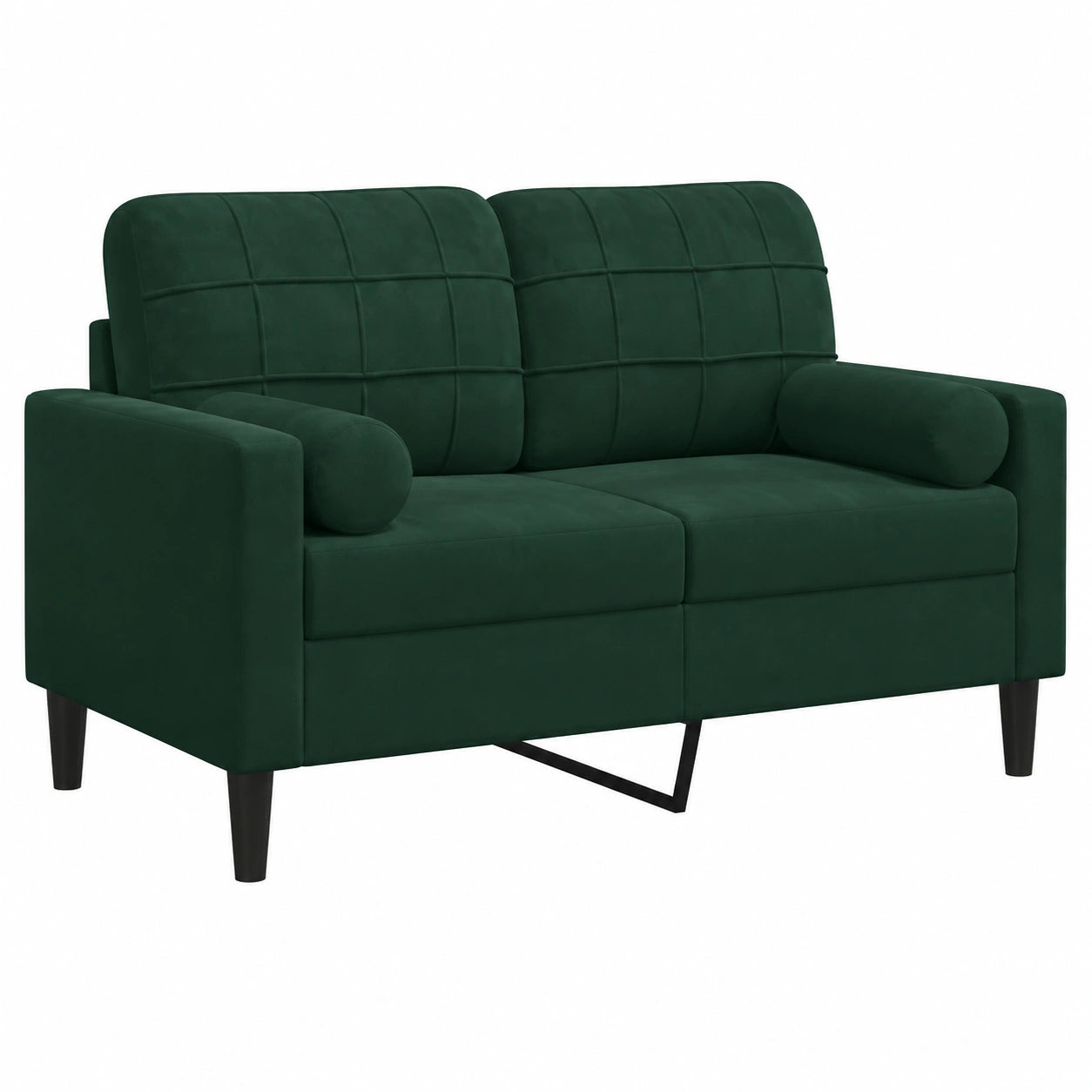 Divano 2 Posti in Velluto Verde Scuro con Cuscini 120 cm, Elegante e Confortevole