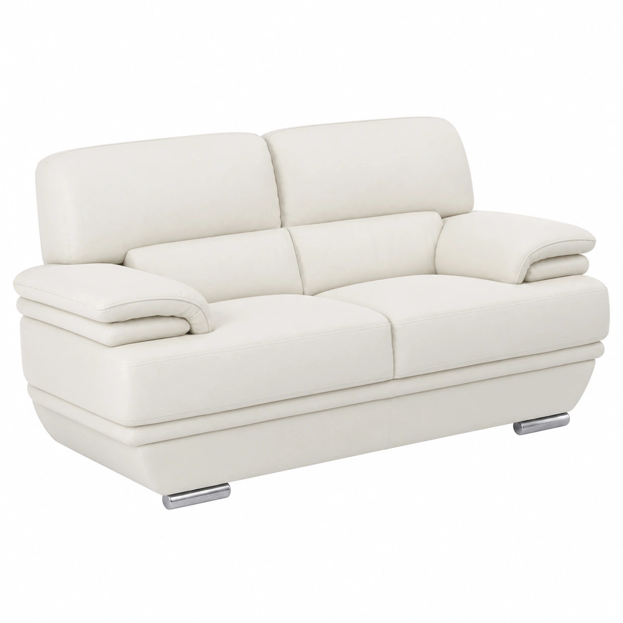 Miliboo - Divano in Pelle Bianco 2 Posti con Poggiatesta Reclinabile Ewing