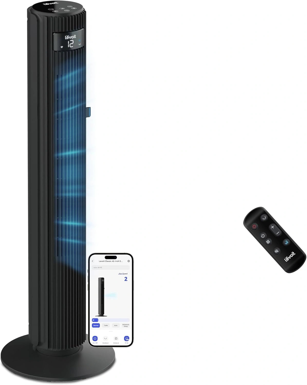 Levoit, Ventilatore, 108 cm, con Wi-Fi, Nero