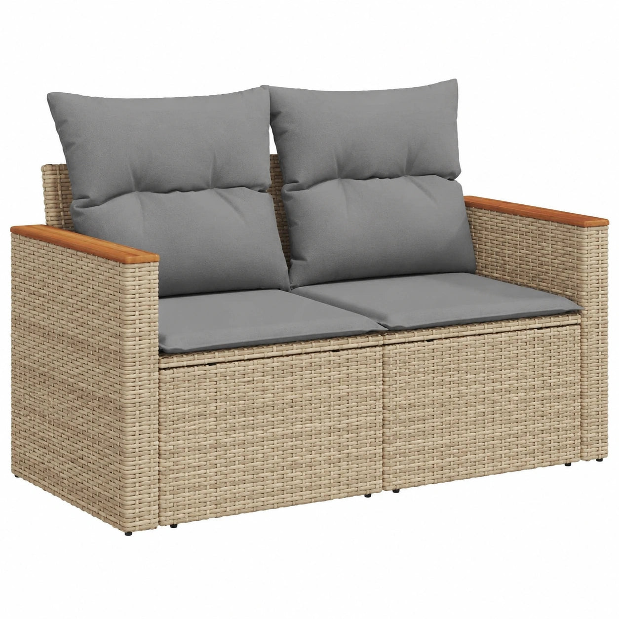 Divano da Esterno in Rattan Sintetico a 2 Posti con Cuscini Beige