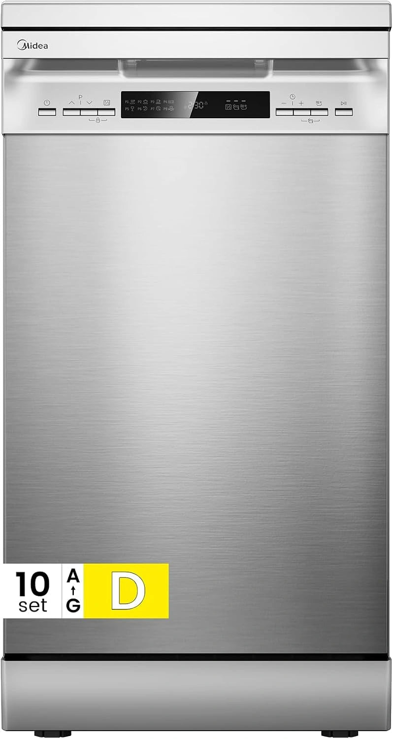 Midea MFD45S200X.1-IT, Lavastoviglie, con display digitale, a LED, Argento