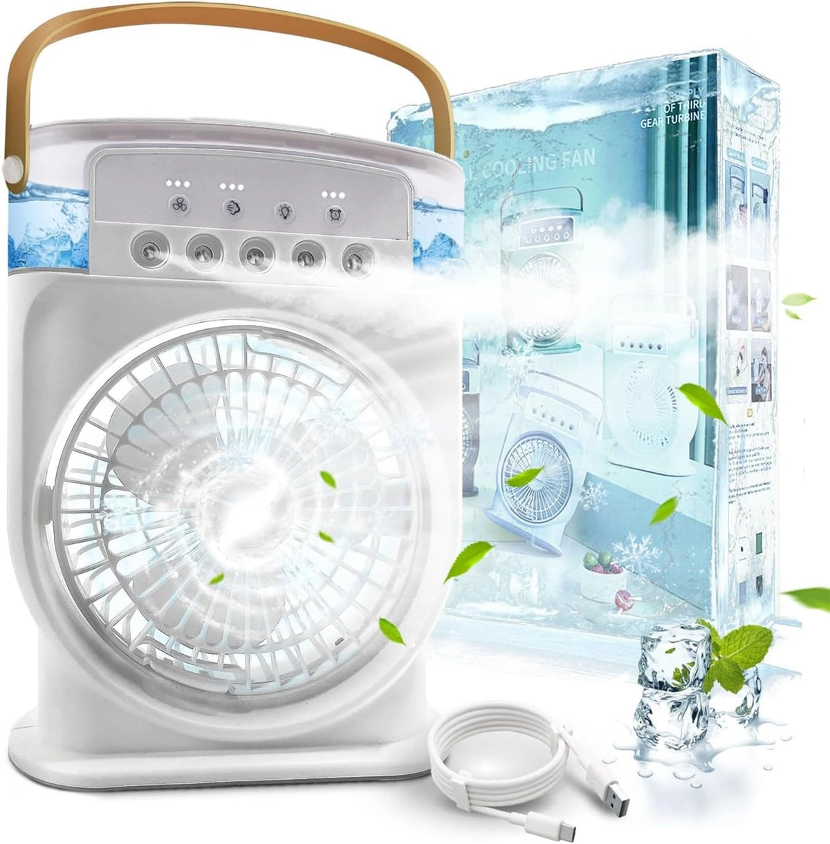 Climatizzatore portatile, portatile, silenzioso, ricaricabile, Bianco