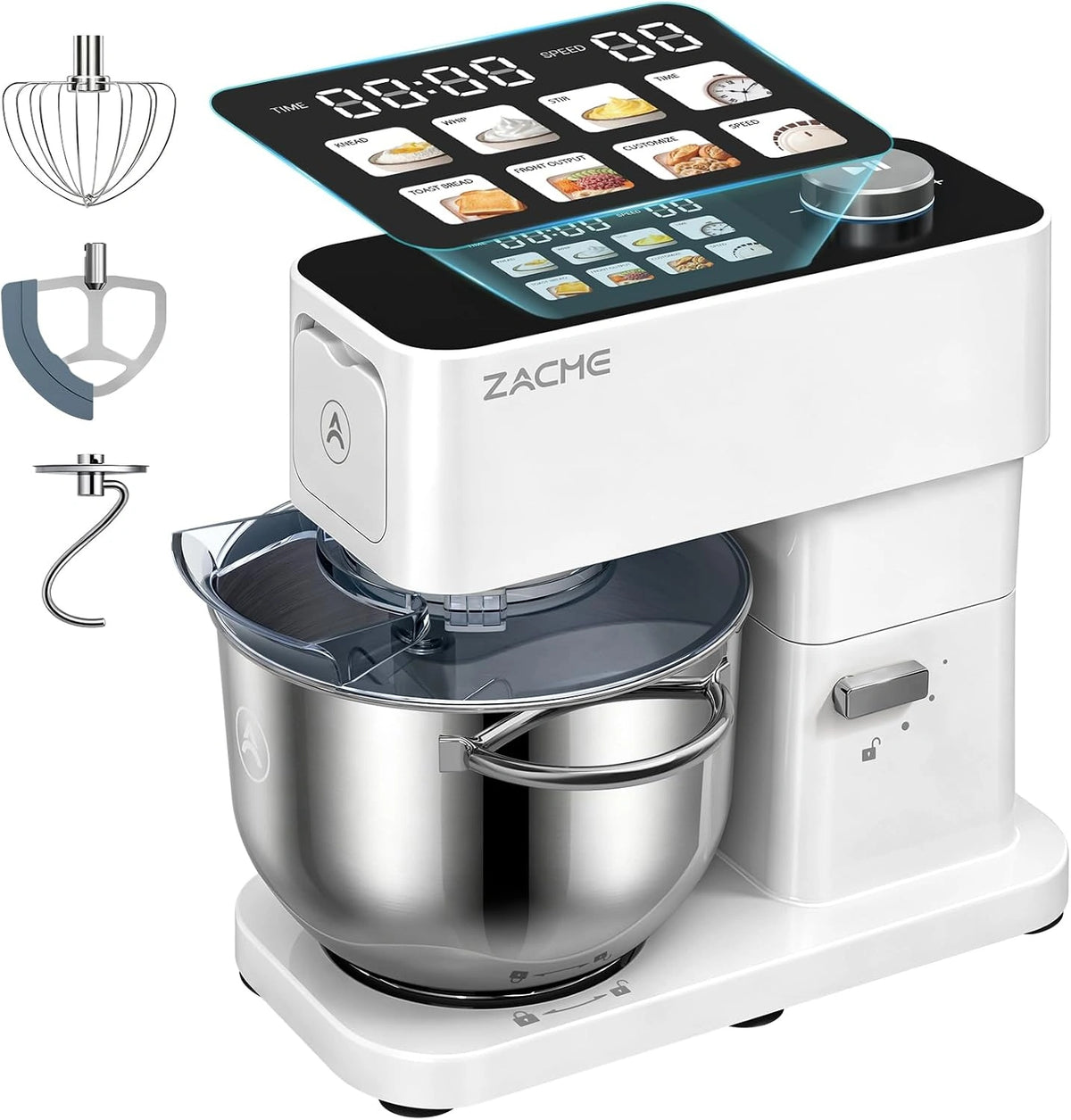 ZACME, Robot da cucina, 1200W, 5,2 L, silenzioso, Argento