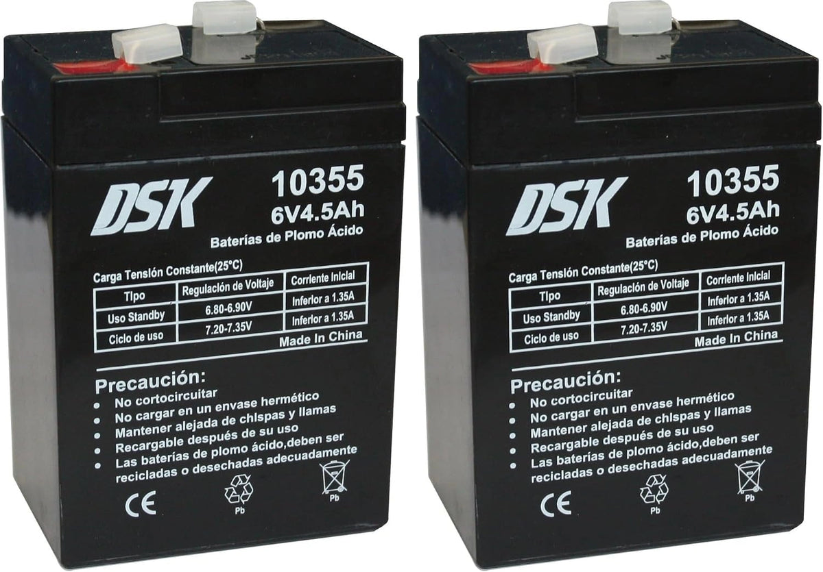 DSK 10355, Batteria ricaricabile, 6V, 4,5 Ah, ricaricabile, Nero
