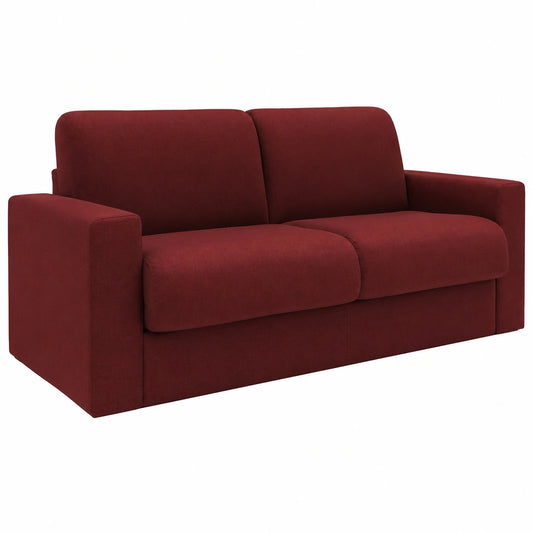 Divano Letto Matrimoniale Imbottito Totò Piccinni con Braccioli, Materasso 14cm, Bordeaux