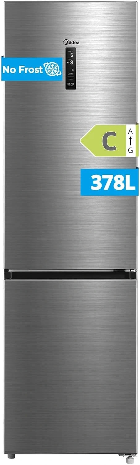 Midea MDRB521MIC46A 378L, Frigorifero, 378L, 38 dB, con Wi-Fi, con tecnologia inverter, a LED, Argento