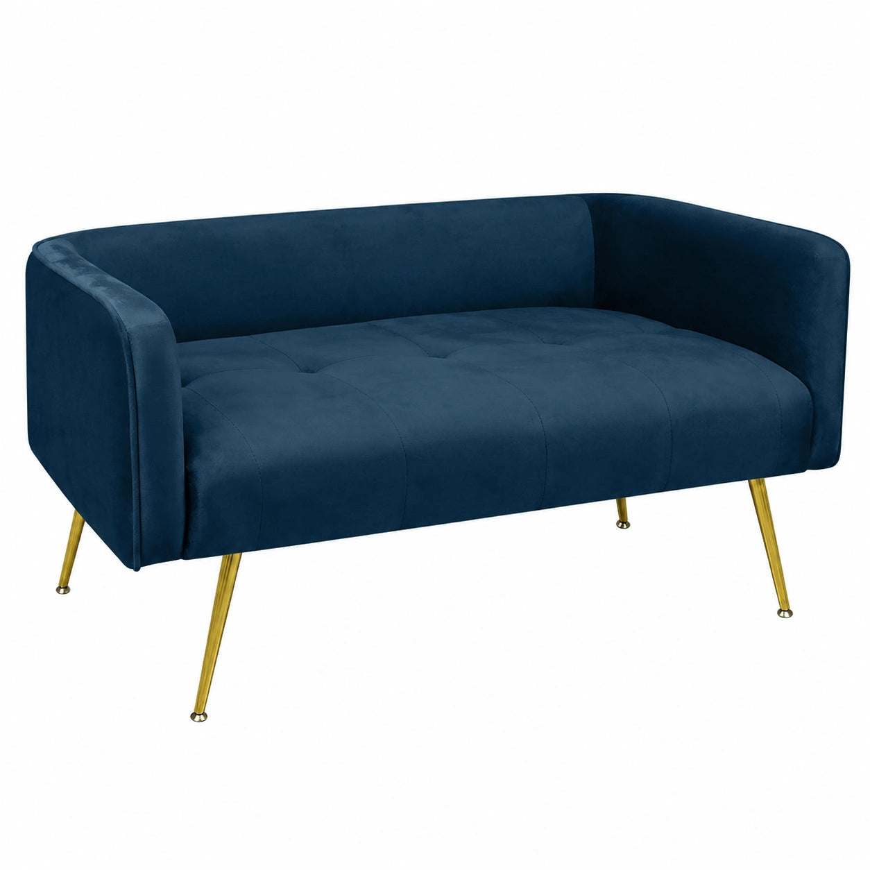 Divano a Due Posti in Velluto con Gambe Dorate, Design Moderno 126x49x57 cm