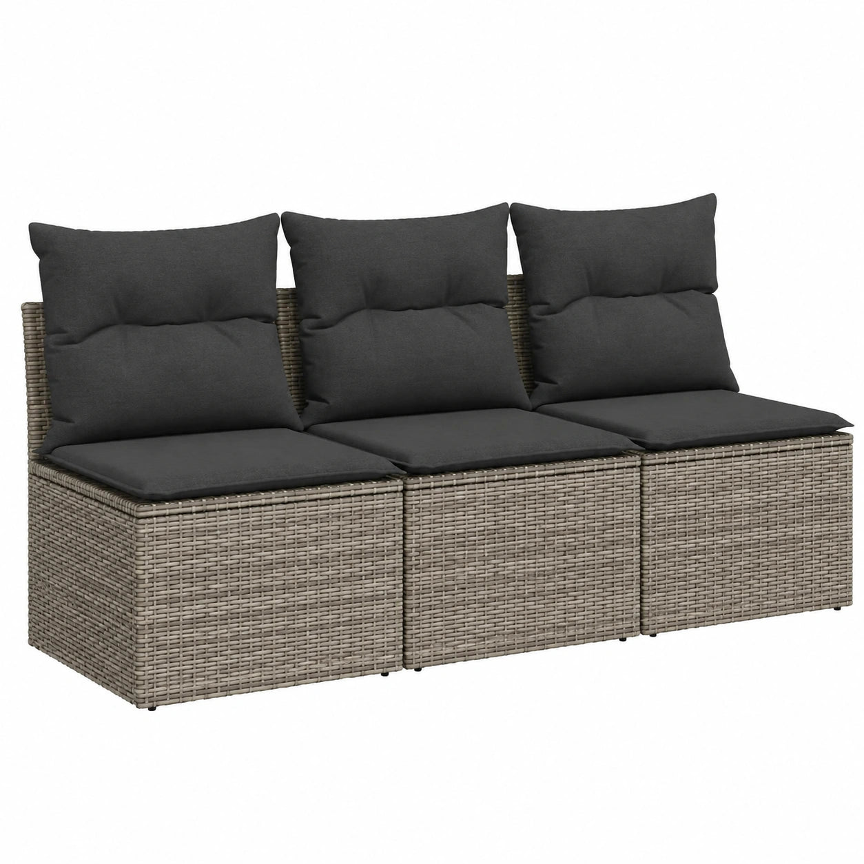 Divano da Esterno a 3 Posti in Rattan Sintetico Grigio con Cuscini