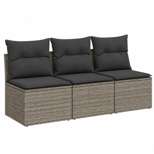 Divano da Esterno a 3 Posti in Rattan Sintetico Grigio con Cuscini