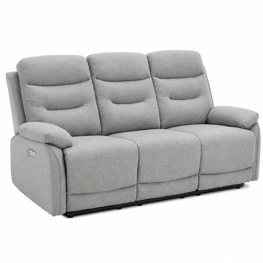 Divano Andromeda 3 posti con recliner elettrico tessuto grigio