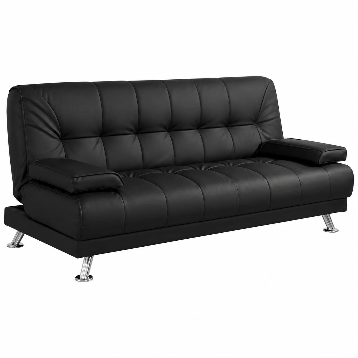 Divano Letto Francesca in Ecopelle Nera con Braccioli 188x72 cm