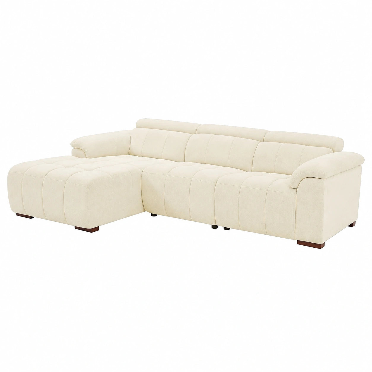 Divano Relax Elettrico in Tessuto Beige con Angolo Sinistro