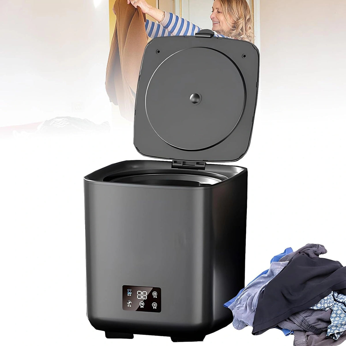 Lavatrice, 10 Litri, con display digitale, portatile, automatico