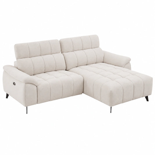 Divano Elettrico Relax in Tessuto Beige Angolo Destro - Modello CELTIMO