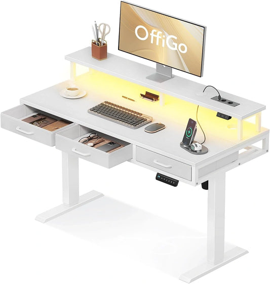 OffiGo, Scrivania, 120cm, regolabile, Bianco