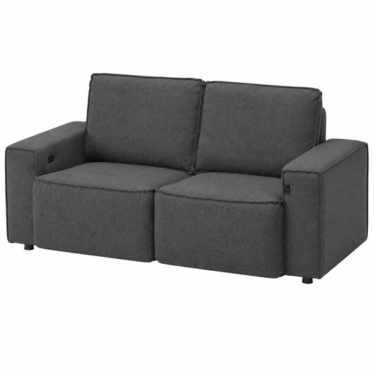 Divano Relax Elettrico a 2 Posti con Sedute Reclinate e Tessuto in Anthracite