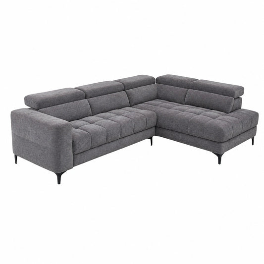 Divano Elettrico Relax in Tessuto Antracite con Seduta Scorrevole - Angolo Destro - Modello MONISO