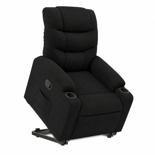 Poltrona Relax Elettrica Nero con Funzione Lift, Tessuto Traspirante, Dimensioni 75,5x93x99,5 cm, Ideale per Soggiorno e Camera