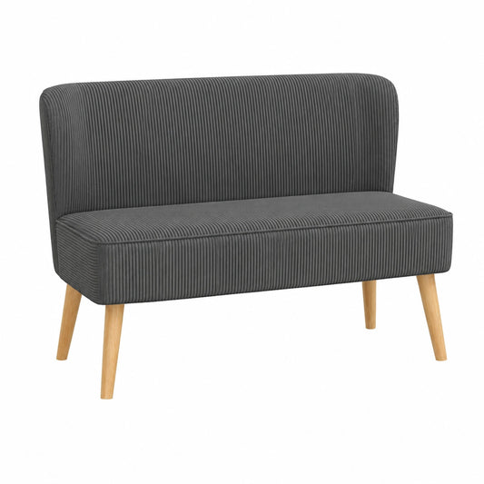 Divano Loveseat 2 Posti in Velluto a Coste Grigio per Soggiorno e Camera