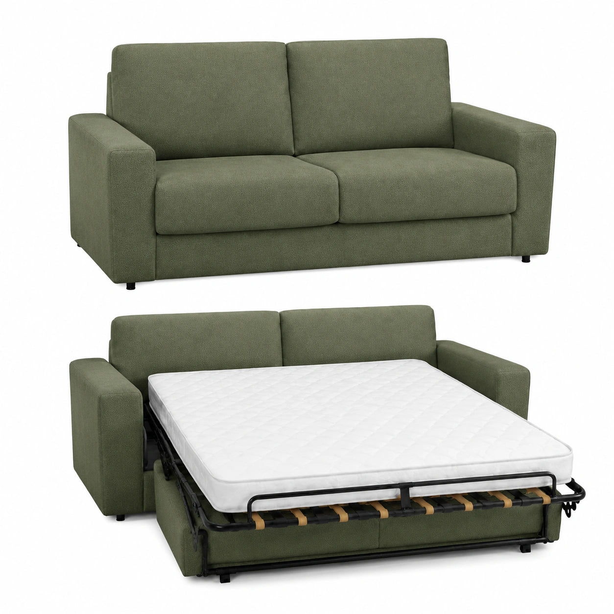 Divano Letto 3 Posti Baldiflex con Materasso Ortopedico, Rivestimento Sfilabile, Verde Menta