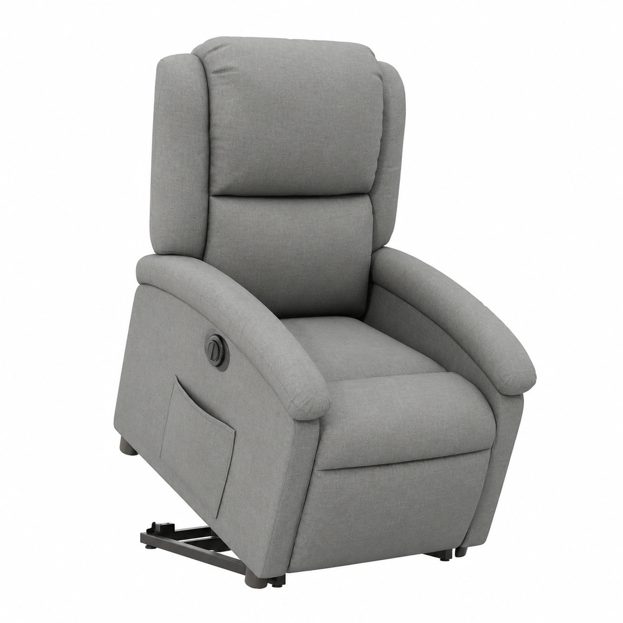 Poltrona reclinabile elettrica in tessuto grigio scuro con funzione di sollevamento, dimensioni 71 x 86,5 x 99,5 cm