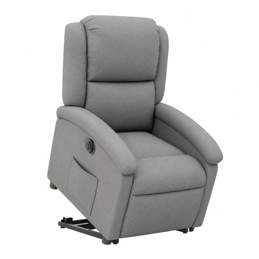 Poltrona reclinabile elettrica in tessuto grigio scuro con funzione di sollevamento, dimensioni 71 x 86,5 x 99,5 cm