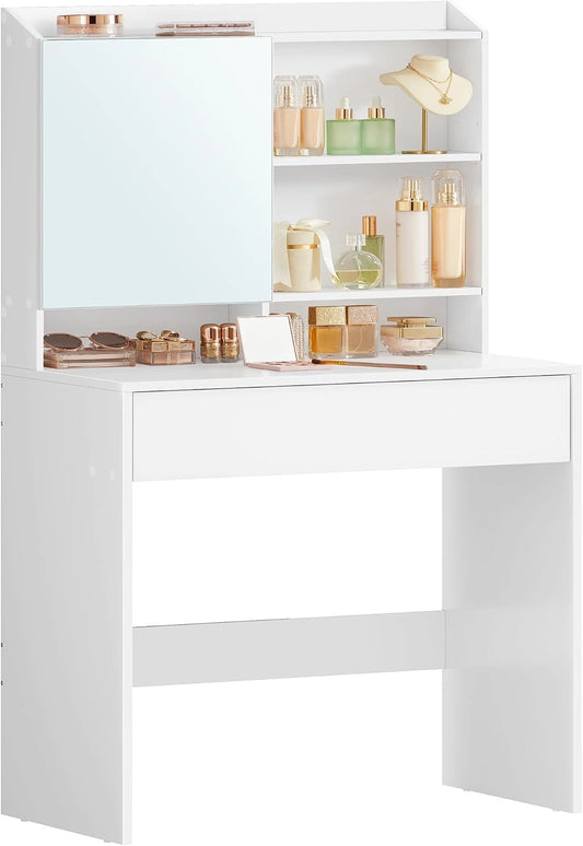 VASAGLE KAILYN, Specchio, 135 cm, regolabile, Bianco