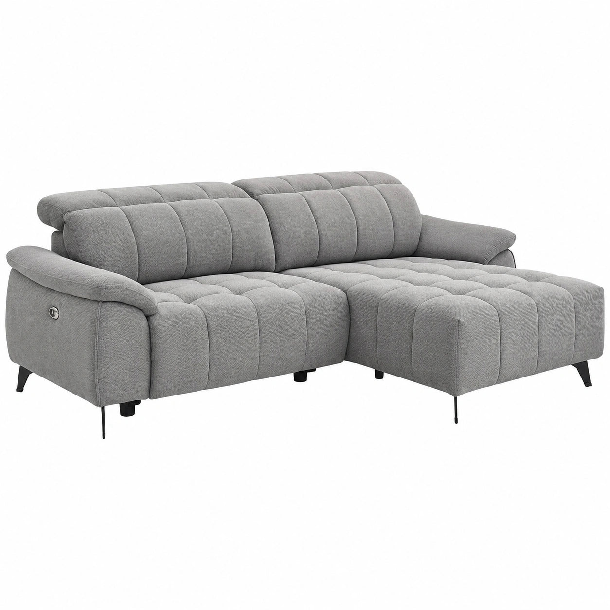Divano Relax Elettrico in Tessuto Grigio con Angolo Destro - CELTIMO