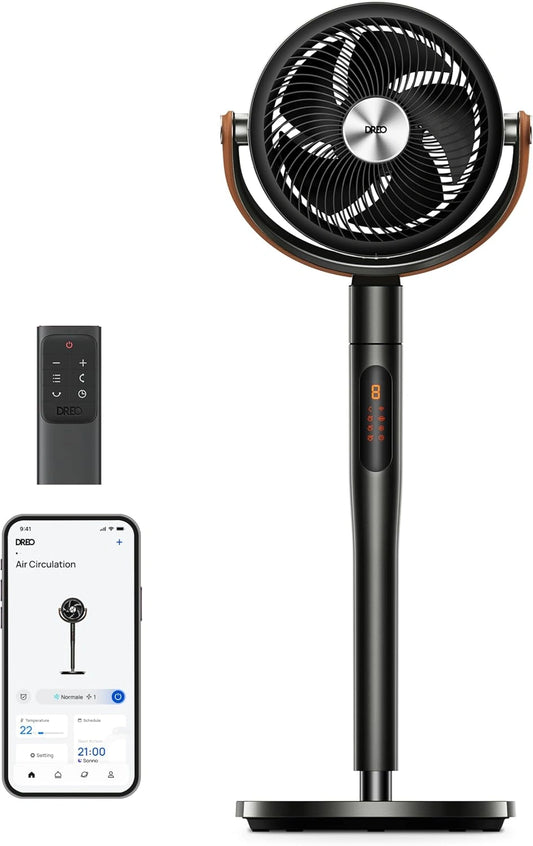DREO, Ventilatore, 25dB, con telecomando, con timer, silenzioso, Nero