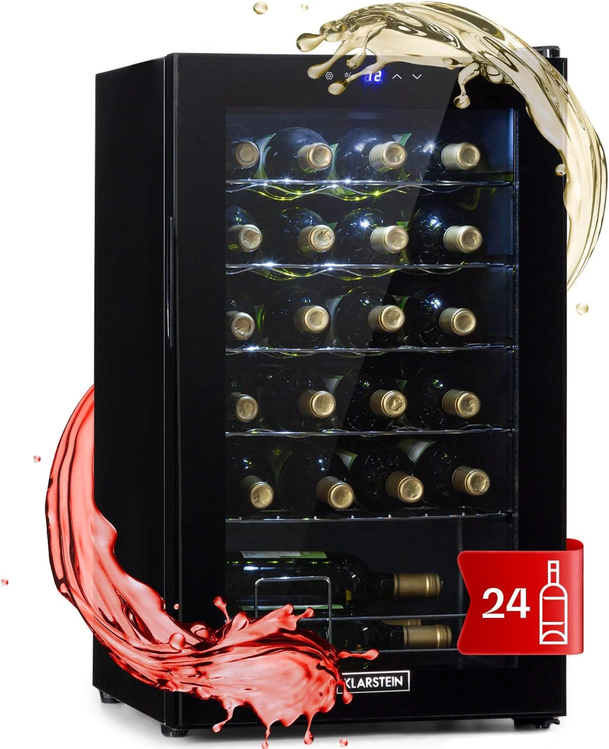 Klarstein, Cantinetta refrigerata, 63 L, a LED, silenzioso, Nero/Argento