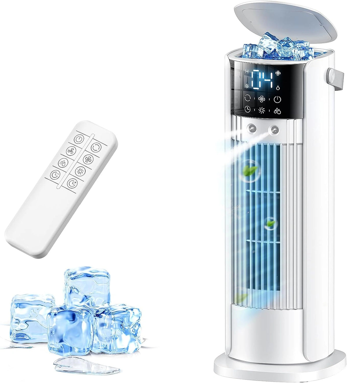 Climatizzatore portatile, con telecomando, con display digitale, a LED, Bianco