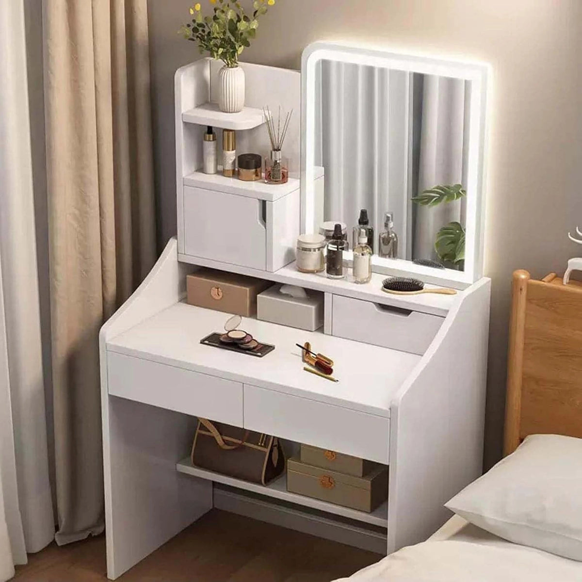 Generico, Letto, a LED, regolabile, Bianco