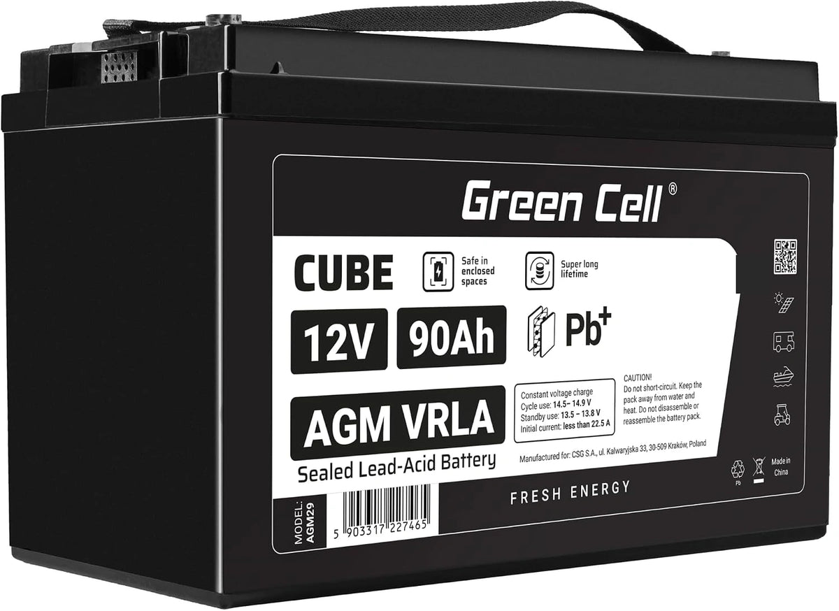 Green, Batteria ricaricabile, 12 V, 90 Ah, Verde