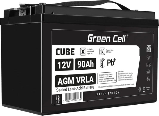 Green, Batteria ricaricabile, 12 V, 90 Ah, Verde