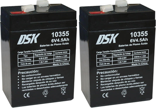 DSK 10355, Batteria ricaricabile, 6V, 4,5 Ah, ricaricabile, Nero