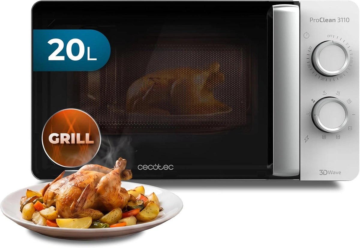 Cecotec, Forno a microonde, 700 W, 800 W, 20L, con timer, Bianco