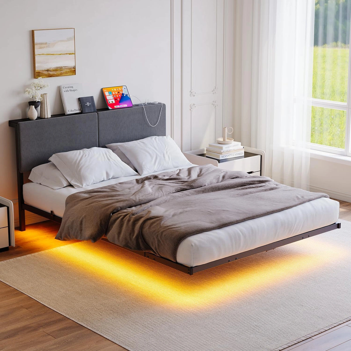 HOMERECOMMEND, Letto, 200 cm, a LED