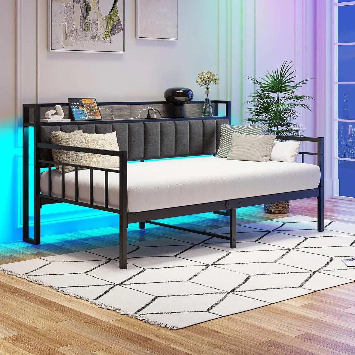 Letto, 200 cm, a LED