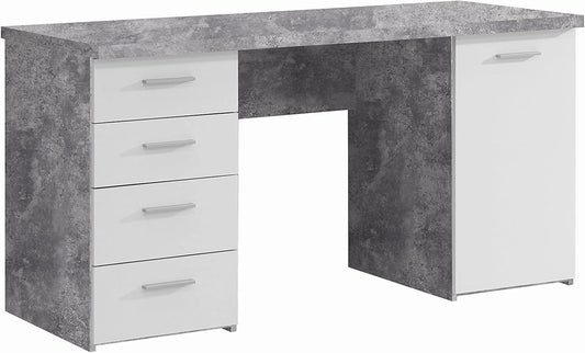 Forte Net106, Scrivania, 76,3 cm, Bianco/Grigio